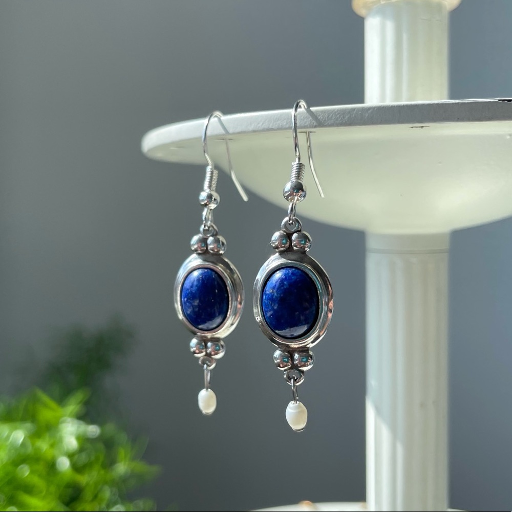 Coleman Co Southwestern Sterling Silver Dangle Earrings in Lapis NWOT